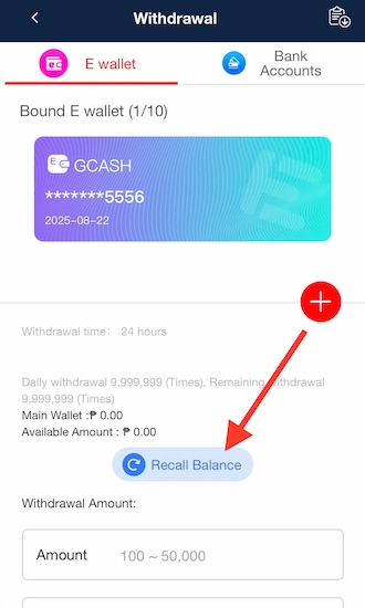 Step 4: Transfer balance to your main wallet
